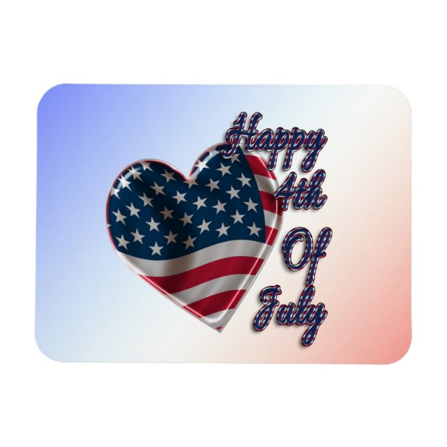 Happy 4th of July USA Flag Heart Magnet (Horizontal)