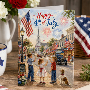 Happy 4th of July Vintage America Independence Day Card