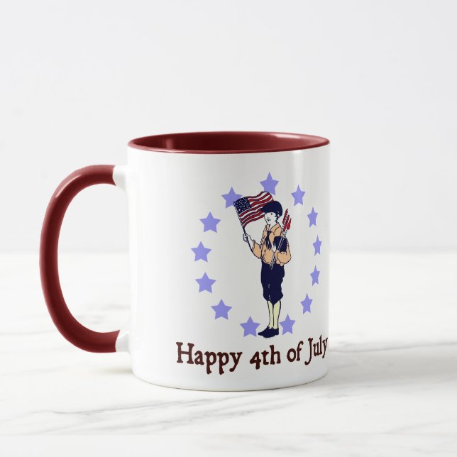 Happy 4th of July Vintage Art Mug (Left)