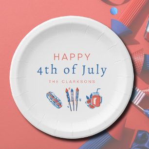 Happy 4th of July Vintage Fireworks Paper Plate