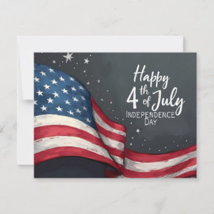 Happy 4th of July Vintage Flag Illustration Art