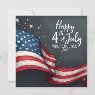 Happy 4th of July Vintage Flag Illustration Art Card