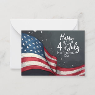 Happy 4th of July Vintage Flag Illustration Art Card