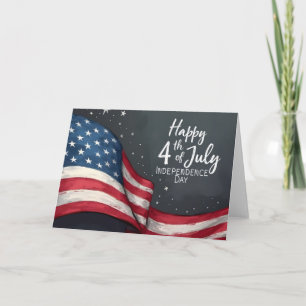 Happy 4th of July Vintage Flag Illustration Art Card