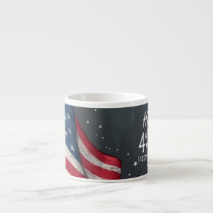 Happy 4th of July Vintage Flag Illustration Art Espresso Cup