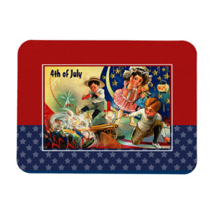 Happy 4th of July. Vintage Kids Magnet