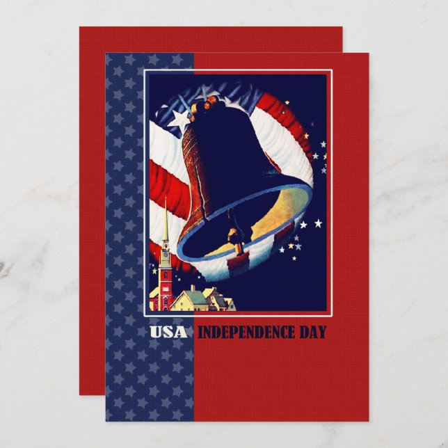 Happy 4th of July Vintage Liberty Bell Card (Front/Back)