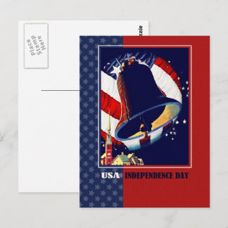Happy 4th of July. Vintage Liberty Bell Patriotic Postcard