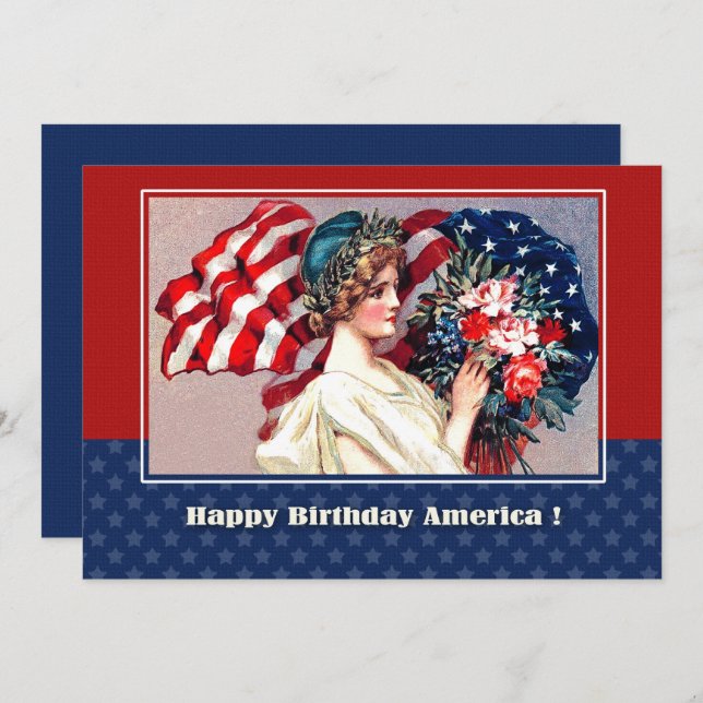 Happy 4th of July Vintage Patriotic Design Card (Front/Back)