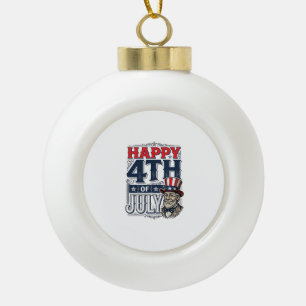 Happy 4th of July Vintage Patriotic Shirt Design_1 Ceramic Ball Christmas Ornament