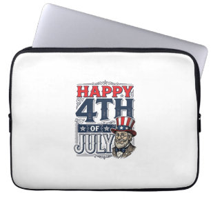 Happy 4th of July Vintage Patriotic Shirt Design_1 Laptop Sleeve