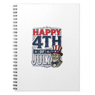 Happy 4th of July Vintage Patriotic Shirt Design_1 Notebook