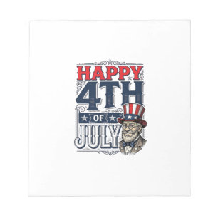 Happy 4th of July Vintage Patriotic Shirt Design_1 Notepad