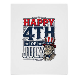Happy 4th of July Vintage Patriotic Shirt Design_1 Poster