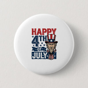 Happy 4th Of July Vintage Patriotic Uncle Shirt_1 6 Cm Round Badge