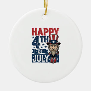 Happy 4th Of July Vintage Patriotic Uncle Shirt_1 Ceramic Tree Decoration