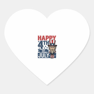 Happy 4th Of July Vintage Patriotic Uncle Shirt_1 Heart Sticker