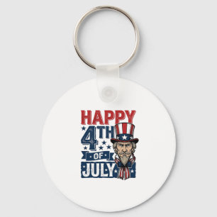 Happy 4th Of July Vintage Patriotic Uncle Shirt_1 Key Ring