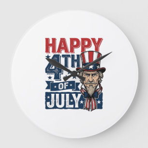 Happy 4th Of July Vintage Patriotic Uncle Shirt_1 Large Clock