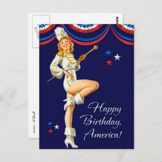 Happy 4th of July. Vintage Pin-up Design Postcards