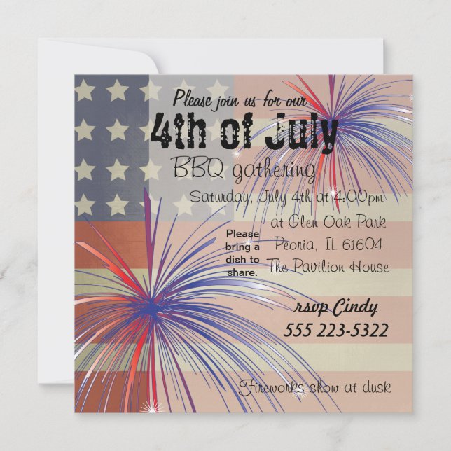 Happy 4th of July | Vintage Style Invitation (Front)