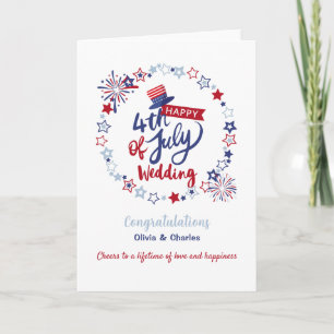 Happy 4th of July Wedding Congratulations Custom  Card