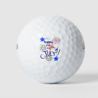 Happy 4th of July! with fireworks and stars Golf Balls