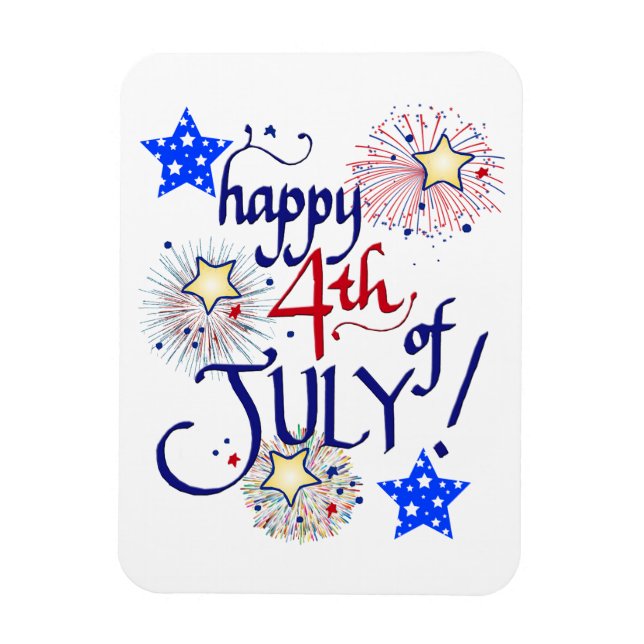 Happy 4th of July! with fireworks and stars Magnet (Vertical)