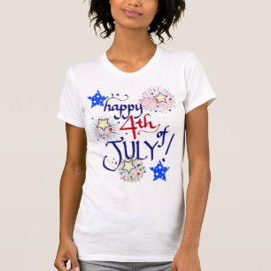 Happy 4th of July! with fireworks and stars T-Shirt