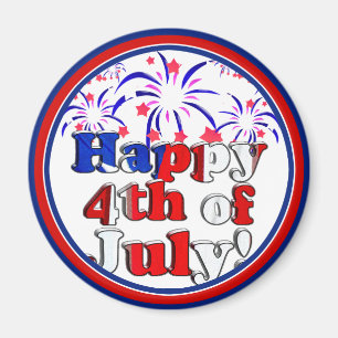 Happy 4th of July with Fireworks Magnet