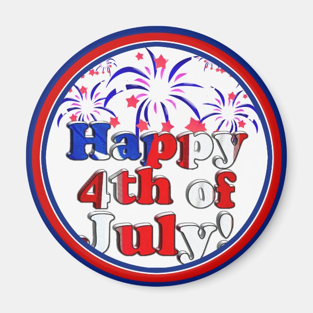 Happy 4th of July with Fireworks Magnet (Front)