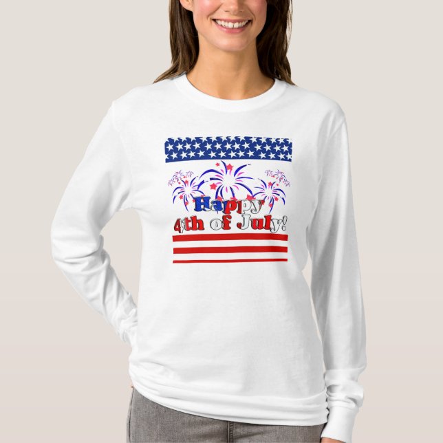 Happy 4th of July with Fireworks T-Shirt (Front)