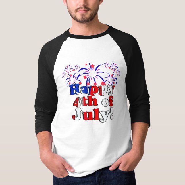Happy 4th of July with Fireworks T-Shirt (Front)