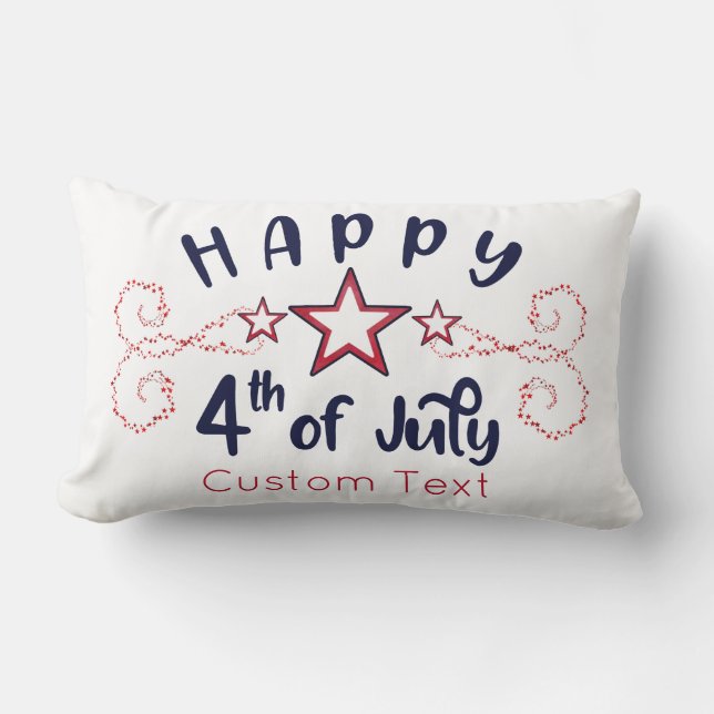 Happy 4th of July with Optional Custom text Stars Lumbar Cushion (Front)