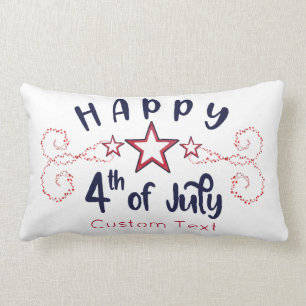 Happy 4th of July with Optional Custom text Stars Lumbar Cushion
