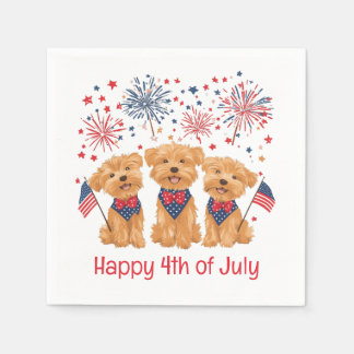 Happy 4th Of July Yorkie Dogs Napkin