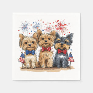 Happy 4th Of July Yorkshire Terrier Dogs Napkin