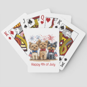 Happy 4th Of July Yorkshire Terrier Dogs Playing Cards