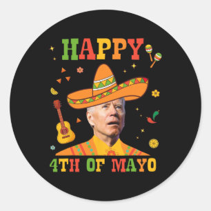 Happy 4th Of Mayo Funny Joe Biden Confused Cinco D Classic Round Sticker