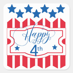Happy 4th Stars and Stripes ID138 Square Sticker