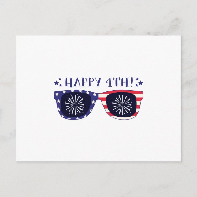 Happy 4th Sunglasses Postcard (Front)