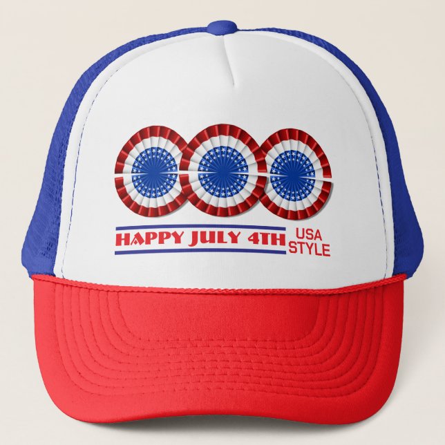 HAPPY 4TH USA STYLE TRUCKER HAT (Front)
