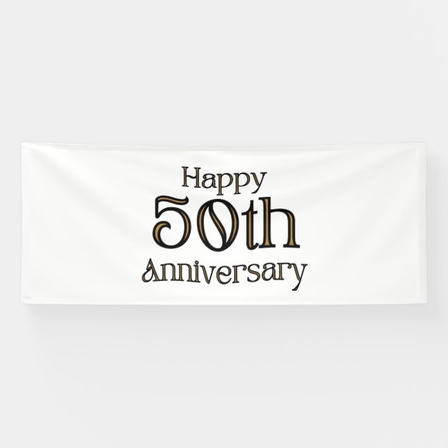 Happy 50th Anniversary 4x10 Vinyl Banner (Horizontal)
