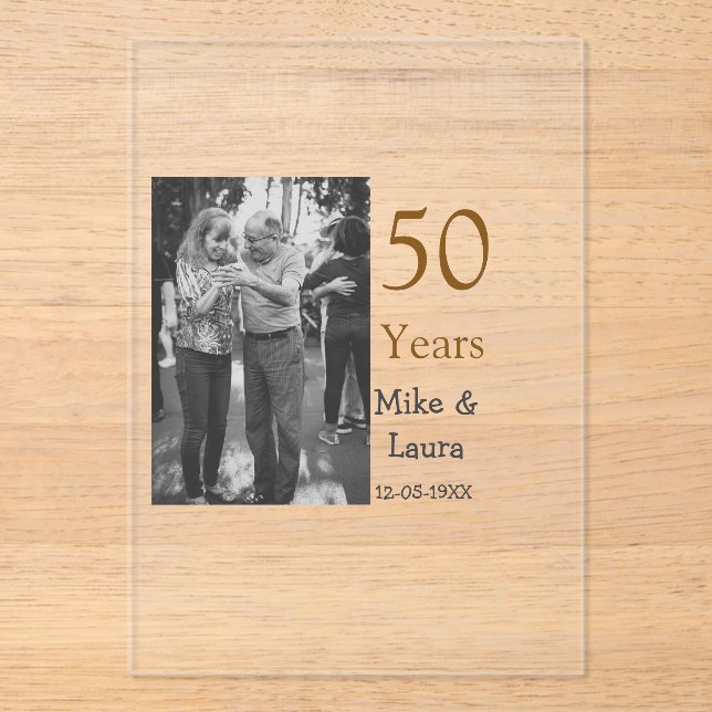 Happy 50th anniversary add couple name date weddin acrylic invitations (Front)