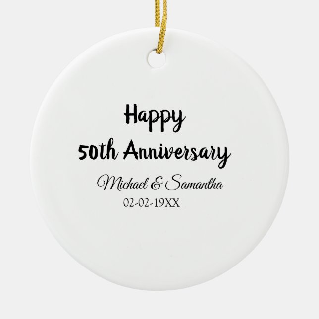 Happy 50th anniversary add couple name date weddin ceramic tree decoration (Front)