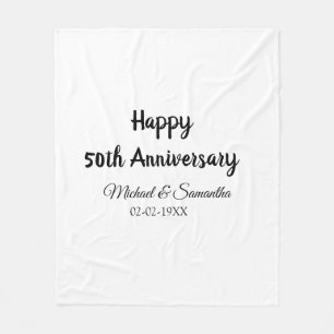 Happy 50th anniversary add couple name date weddin fleece blanket