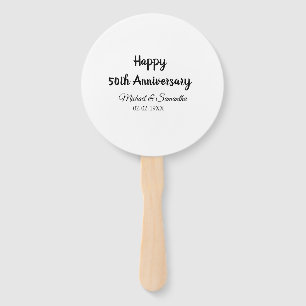 Happy 50th anniversary add couple name date weddin hand fan