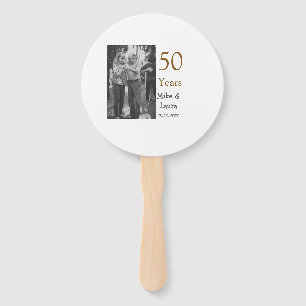 Happy 50th anniversary add couple name date weddin hand fan