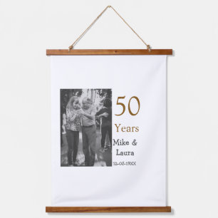 Happy 50th anniversary add couple name date weddin hanging tapestry