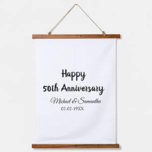Happy 50th anniversary add couple name date weddin hanging tapestry